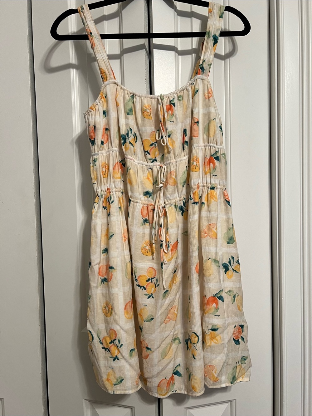 Abercrombie & Fitch Cream & White Dress with Summer Fruit Print